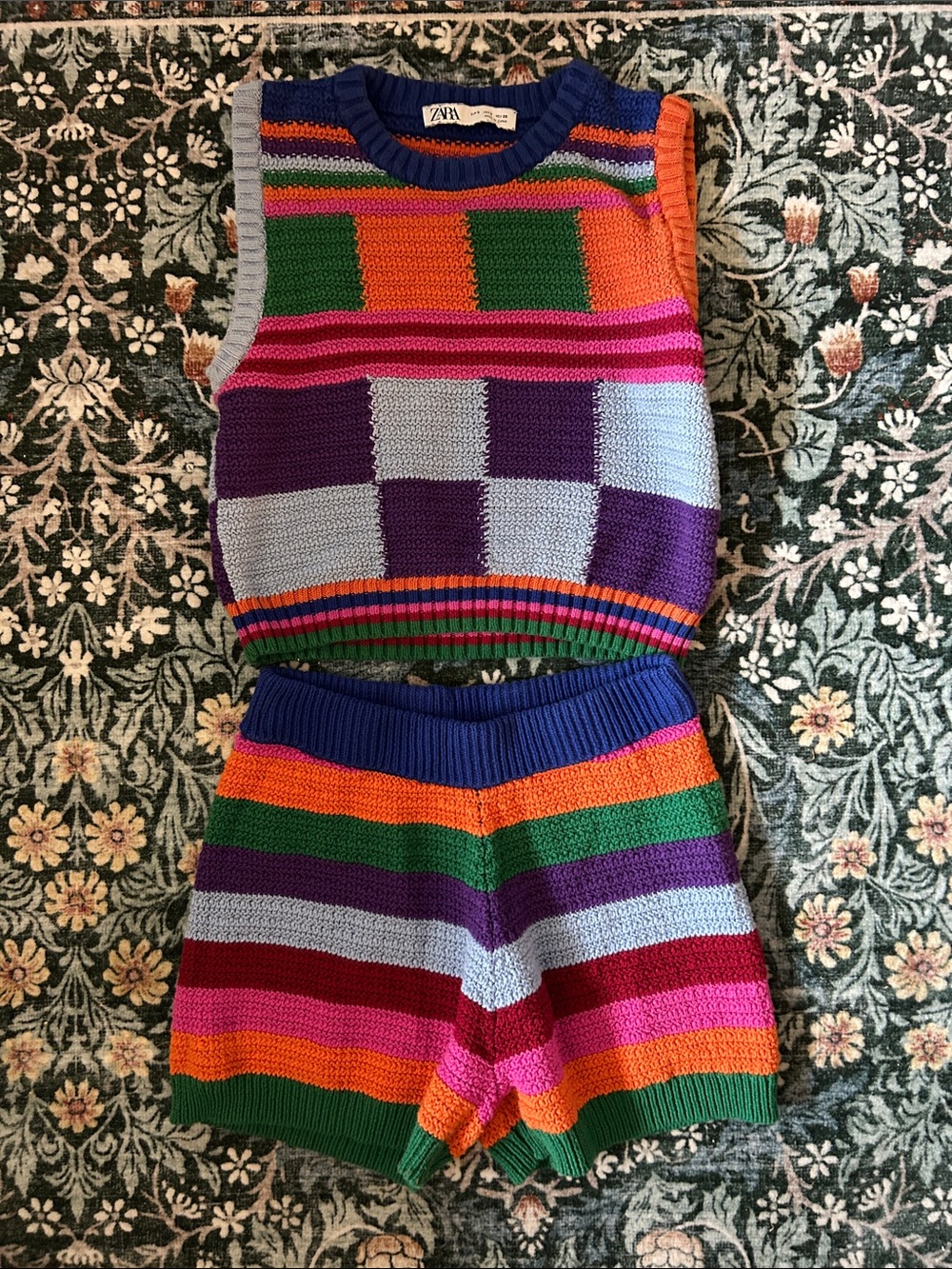 Zara Colorful Knit Tank and Short Set